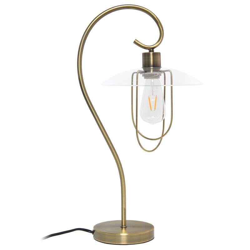 22.2 in. Antique Brass Finish Table Lamp with Clear Shade, Sturdy Table Lamp for Living Rooms and Bedrooms