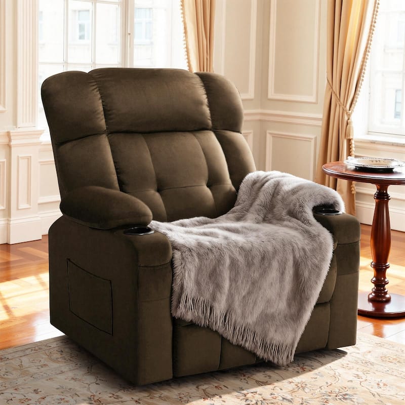 35" Wide Quiet Lift Velvet Recliner w/Massage and Heat
