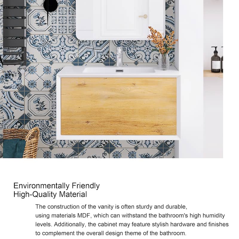 Bathroom Vanity in F.Oak with Integrated Solid Surface Top
