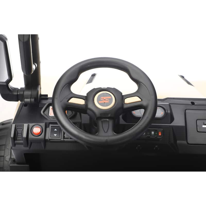 Kids Ride On Dump Truck Off-Road Toy Car with Bluetooth Music, Beige Ride On Truck Ride On Vehicle with LED Lights