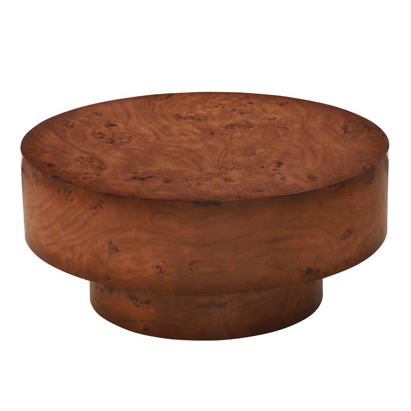 Christopher Knight Home - Orval Modern 31.5" Round Coffee Table with Thick Top & Drum Pedestal Base, Versatile for Living Areas