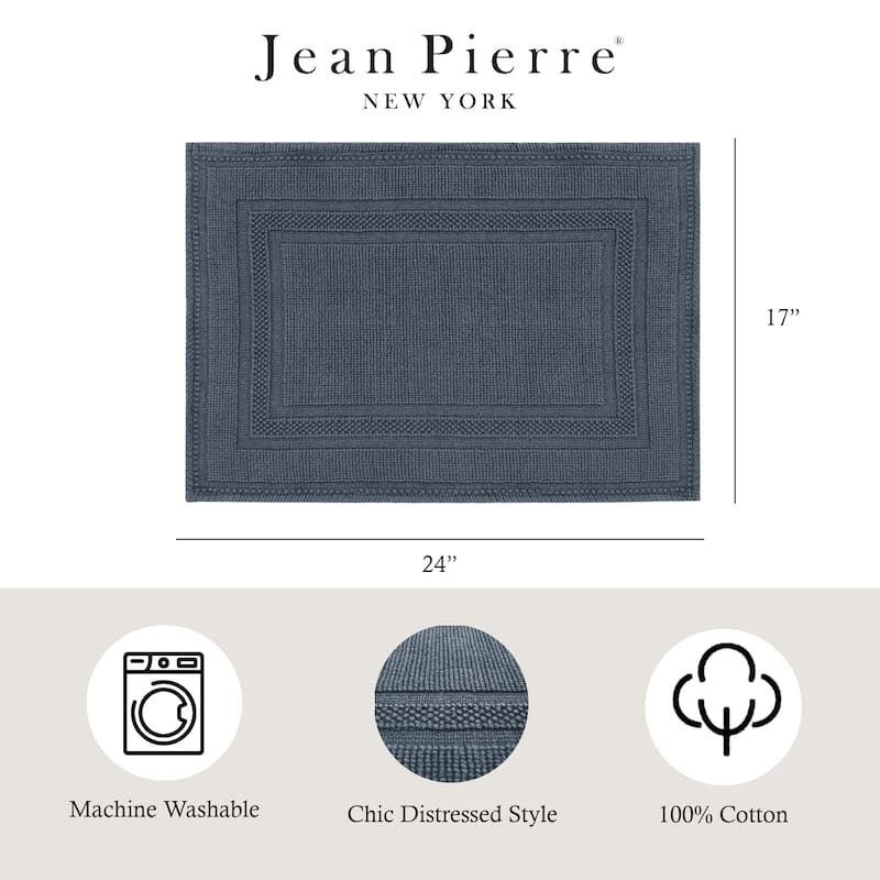 Jean Pierre Cotton Stonewash Racetrack 17 x 24 in. Bath Rug