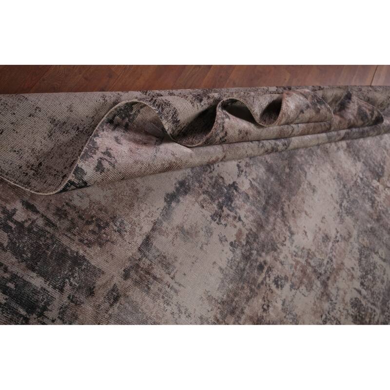 All-Over Abstract Indian Area Rug Handmade Wool Carpet - 8'0"x 10'2"