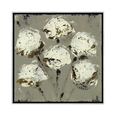 iCanvas "Grey Cotton Stems" by Ashley Bradley Framed