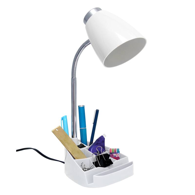 18.5 in. Chrome Finish Table Lamp with White Shade, Desk Lamp for Writing and Computer Desks