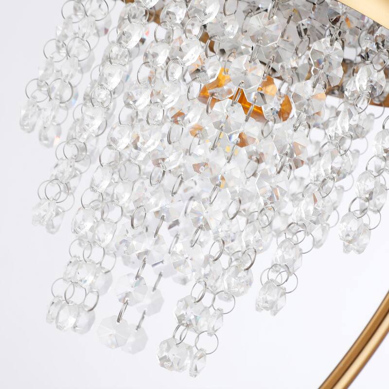21" Modern Gold Crystal Arched Table Lamp with Dimmable Switch