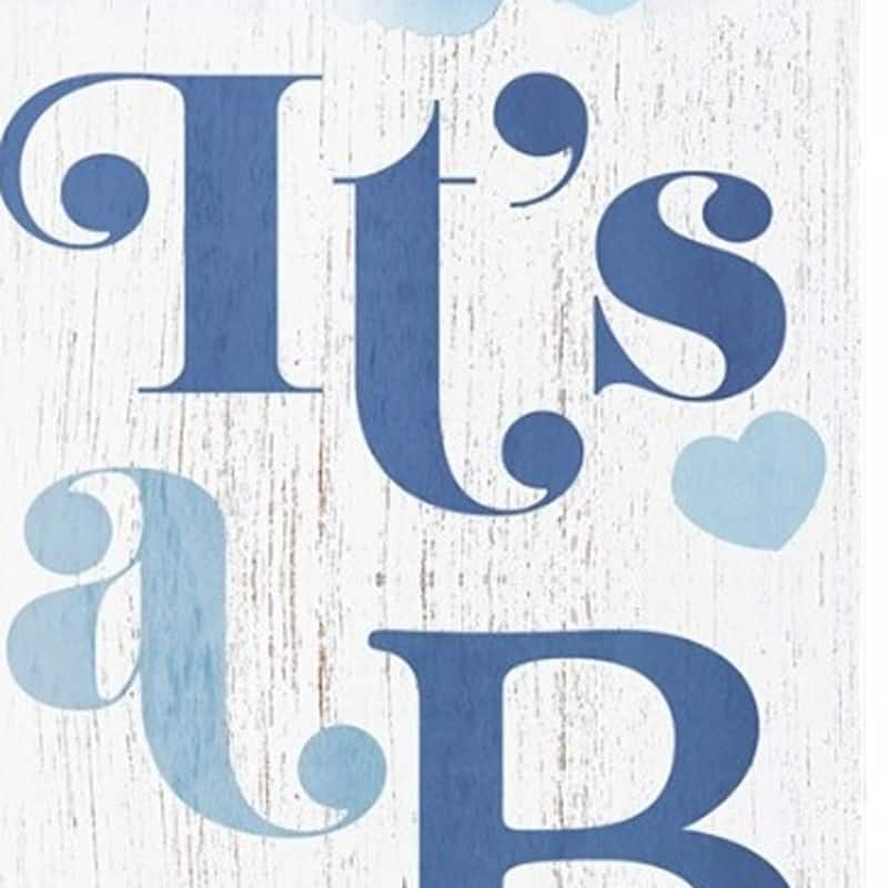 HomeRoots 36" Blue And White Solid Wood New Baby Porch Sign