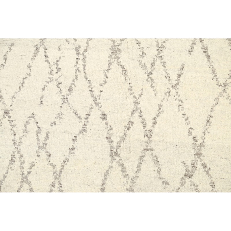 Geometric Contemporary Moroccan Oriental Wool Area Rug Hand-knotted - 5'2" x 7'7"