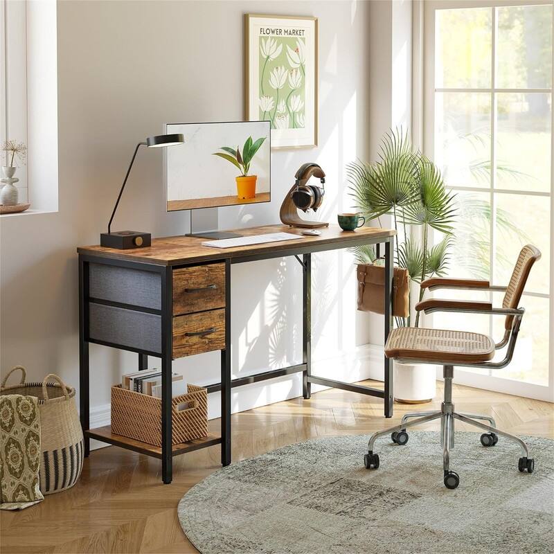 Computer Home Office Desk with 2 Drawers