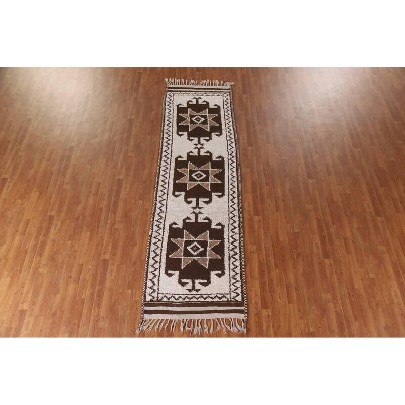 Anatolian Beige Turkish Runner Rug Handmade Wool Carpet - 3'2"x 10'9"
