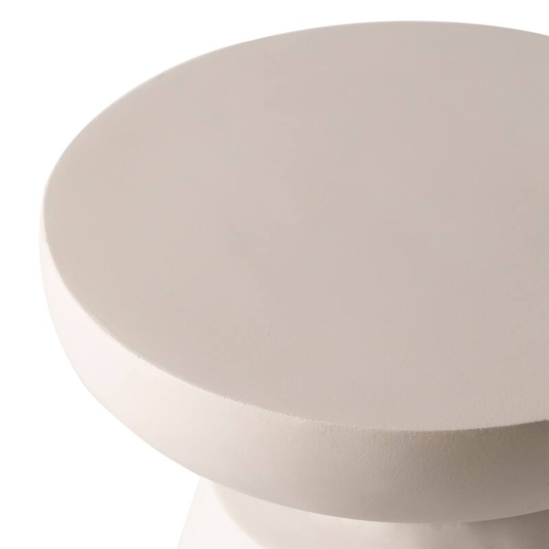 Isle Modern Round Side Table in Fiberstone for Indoor and Patio Outdoor End Table with Pedestal Base