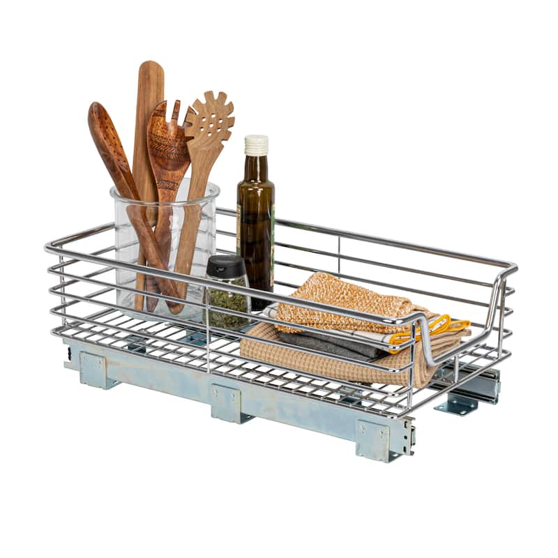 Household Essentials Chrome-Plated Steel Storage Organizer - 17.8"L x 14.5"W x 7.3"H - Chrome