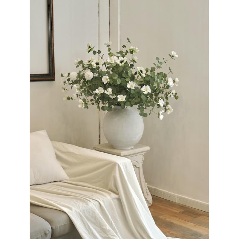 14pcs 32inch Fake Flowers Home Decor Faux Eucalyptus Greenery Stems Branches for Vase White Artificial Flowers