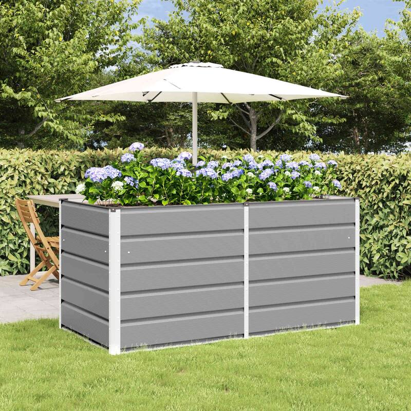 vidaXL Planter in Steel - 62.99 x 31.50 x 17.72 - Grey - 62.99 x 31.50 x 29.53 in