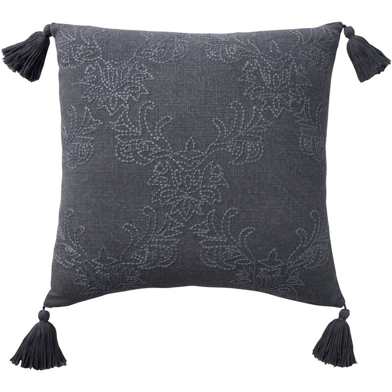 Mina Victory Cover Floral Throw Pillow - Charcoal - 20" x 20"