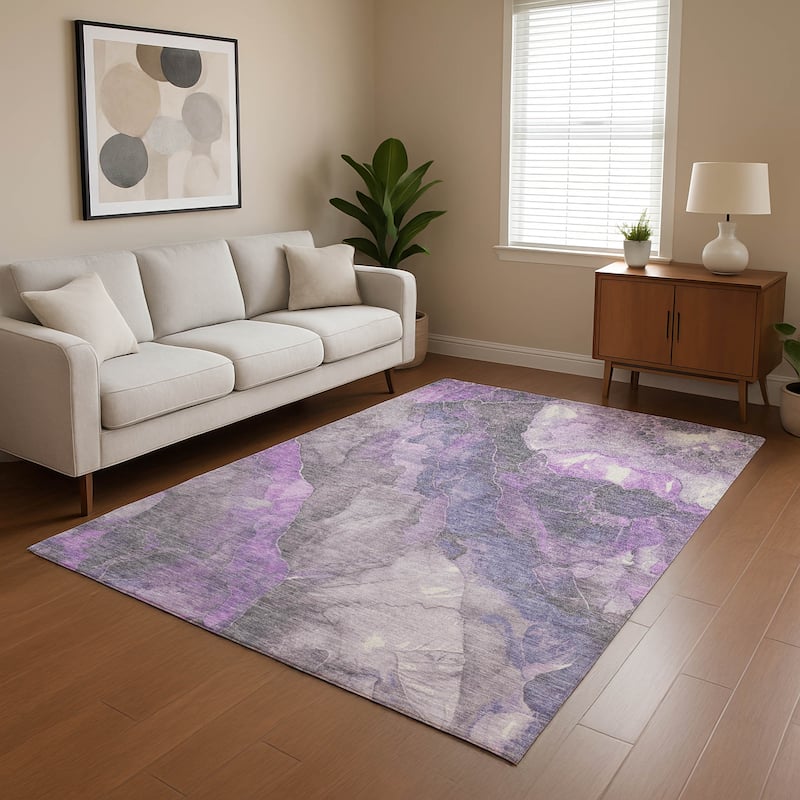 Premium Washable Super Soft Abstract Mayfield Rug - Purple - 2'6" x 3'10"