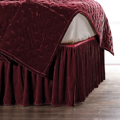 HiEnd Accents Stella Faux Silk Velvet Romantic Western Bedding 1 Piece Bed Skirt