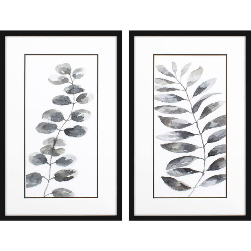 HomeRoots Set Of Two Nature Leaf Black Framed Wall Art
