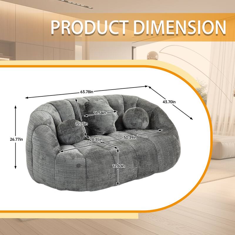 Chenille Upholstered Durable Comfort Lounger Bean Bag Lazy Sofa