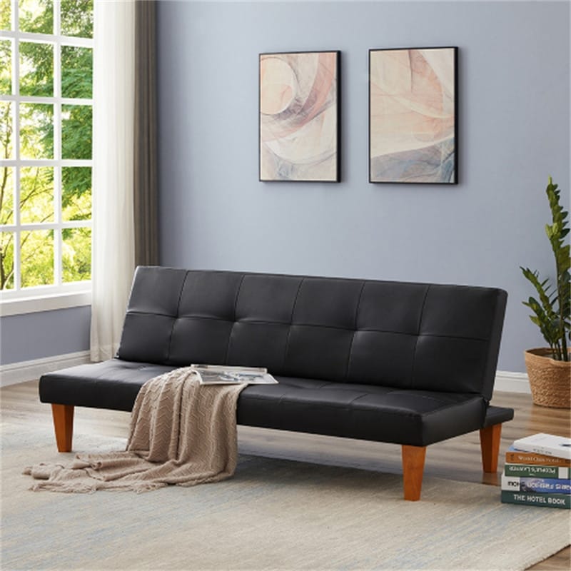 TiramisuBest PU Leather Sofa Couch , Convertible Folding Futon Sofa Bed Recliner