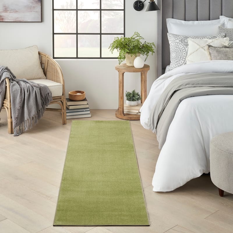 Nourison Modern Solid Indoor/Outdoor Area Rug - 6' Runner - Green