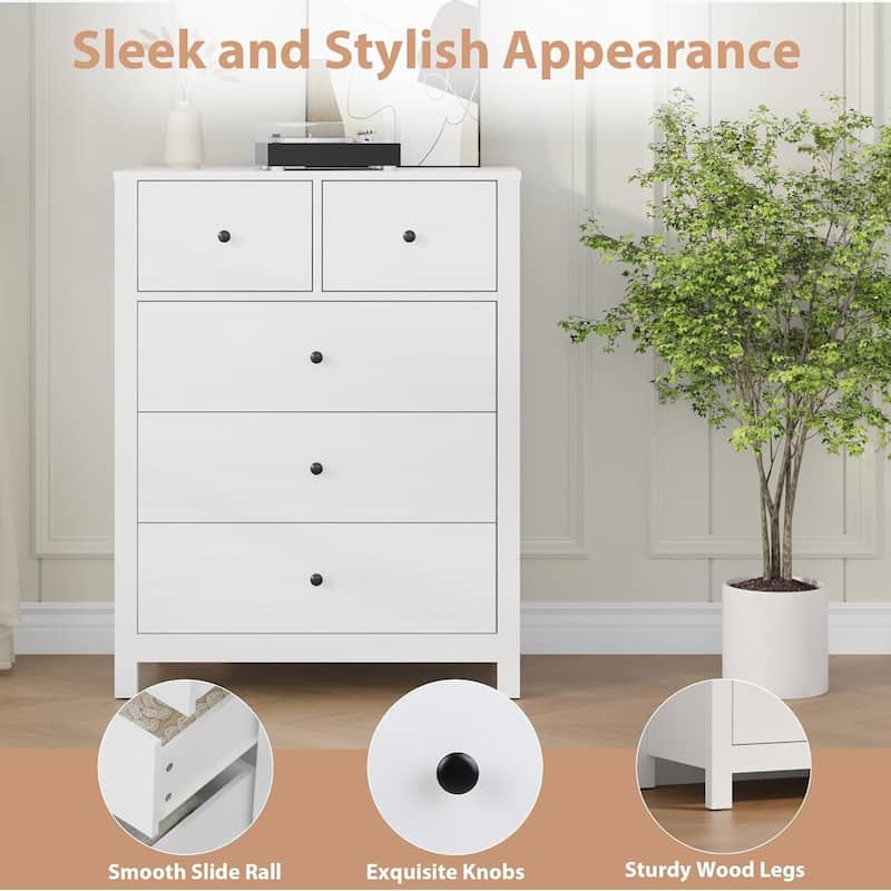 Modern 5 Drawer Dresser for Bedroom, Entryway, Hallway