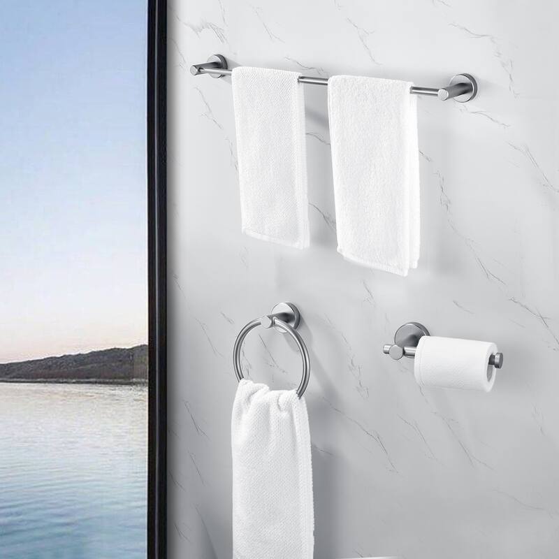 Bathroom Hardware Set, Thicken Space Aluminum 3 PCS Towel Bar Set - Gun ash