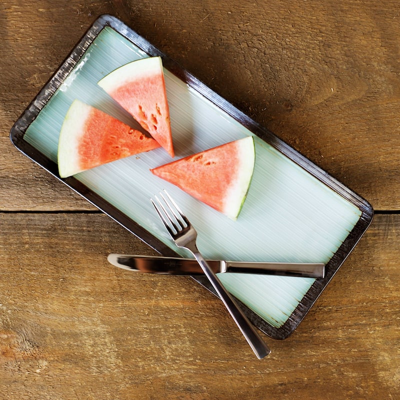 Euro Ceramica Diana Green Porcelain 14.5" Rectangular Serving Platter - 14.5 in. x 7 in. x 0.8 in.