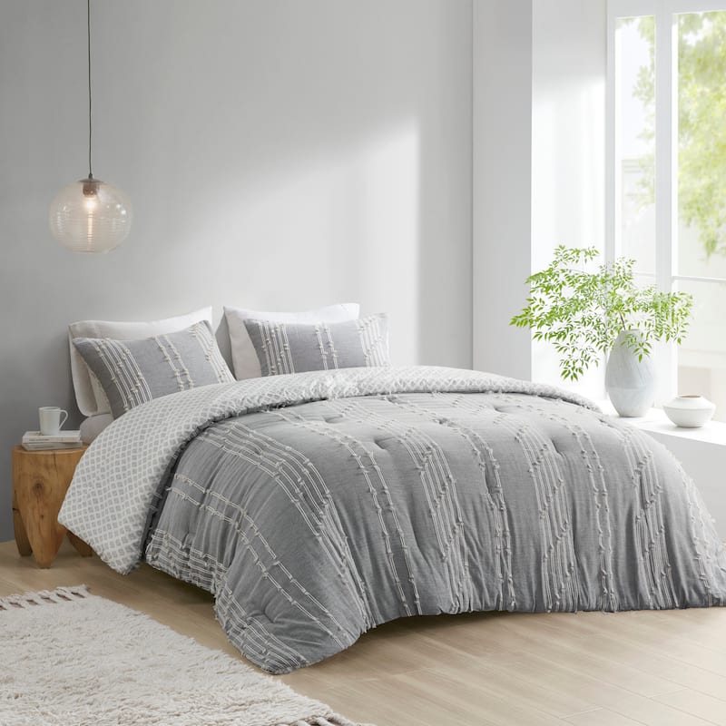 INK+IVY Kara 3 Piece Cotton Jacquard Comforter Set