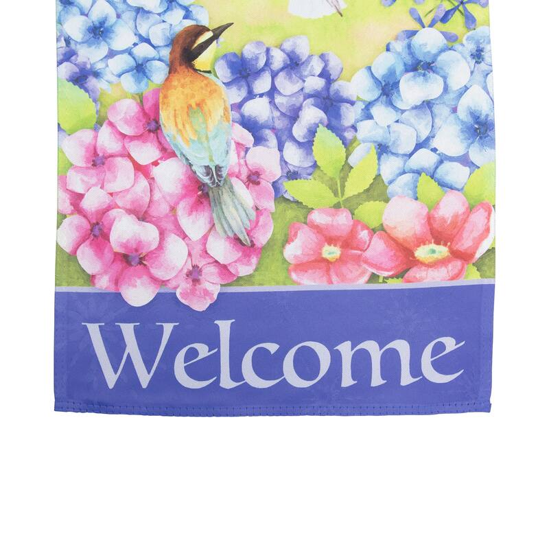 Welcome Floral Hummingbird Outdoor Garden Flag 12.5" x 18"