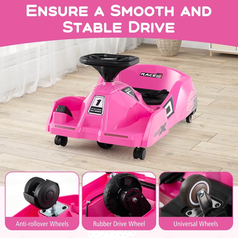 Costway 12V Ride on Toy Car Electric Go Kart with Cleaning Fun & - Red