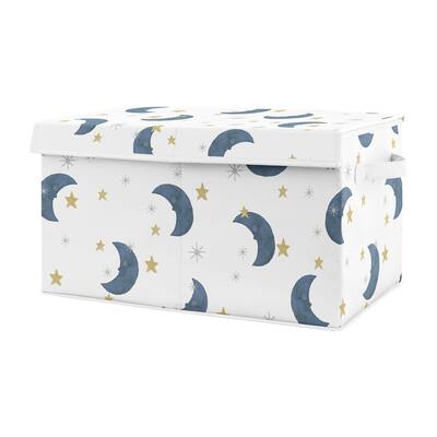 Moon and Star Collection Boy Girl Kids Fabric Toy Bin Storage - Navy Blue Gold Watercolor Celestial Gender Neutral Outer Space