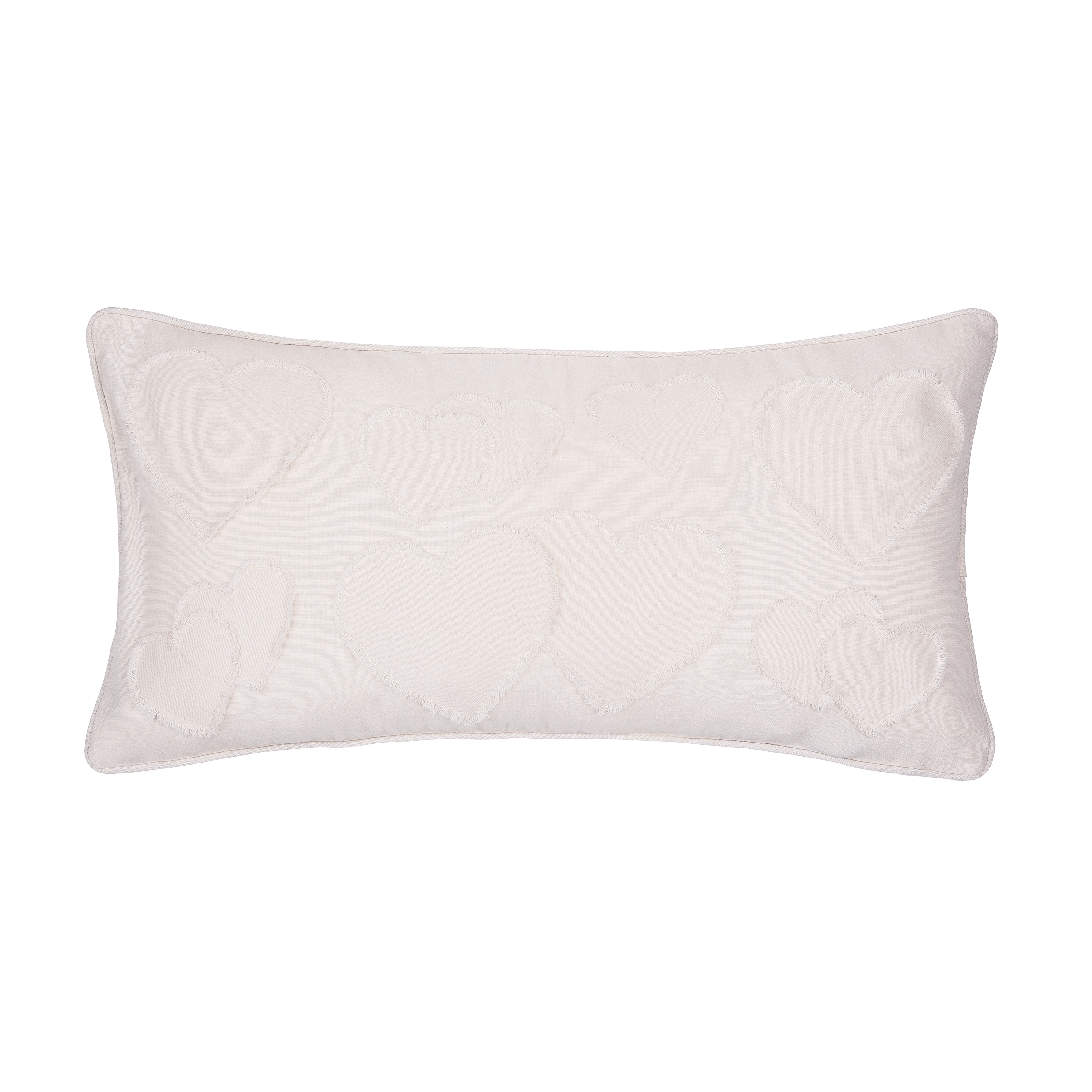 12" x 24" White Heart Applique Valentine's Day Heart Pillow