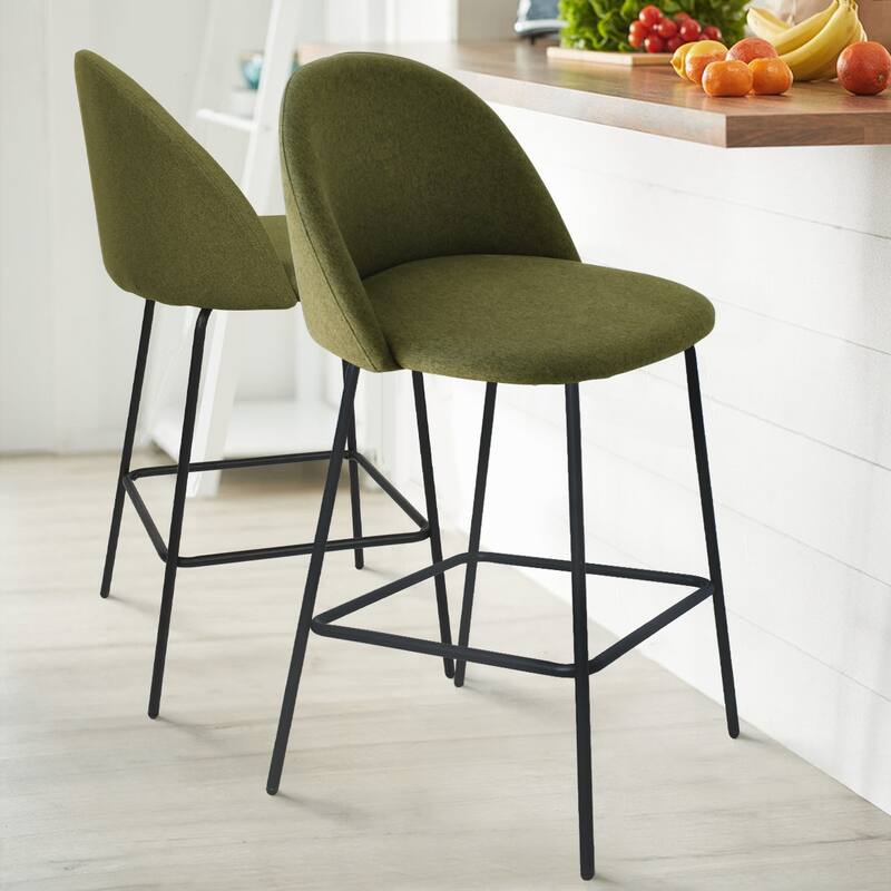 Nano Upholstered 25 inch Metal Frame Counter Stool (Set of 2) - 36"x19"x18" - Green