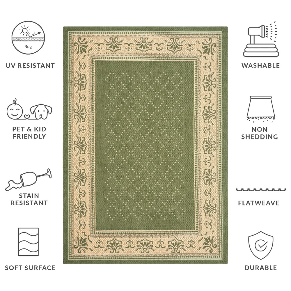 SAFAVIEH, Courtyard Pina Indoor/ Outdoor Waterproof Patio Backyard Rug