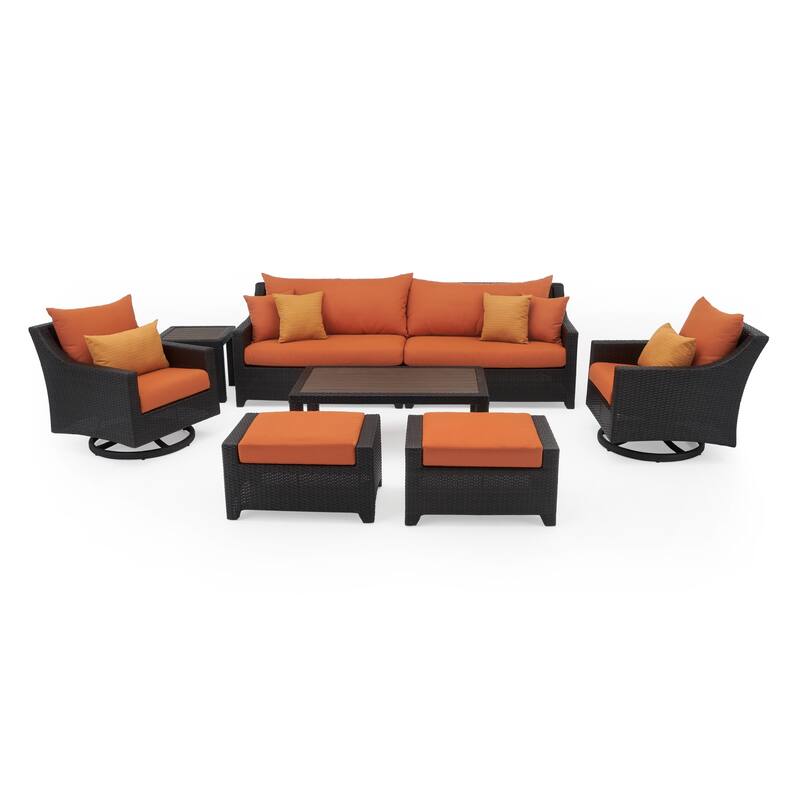 Deco 8 Piece Sunbrella Outdoor Patio Sofa & Motion Club Chair Set