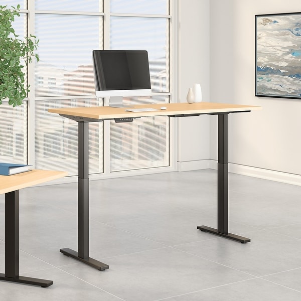 48W x 30D Bush Business Furniture Move 60 Series Electric Height Adjustable Standing Desk Modern Hickory with Cool Gray Metallic Base