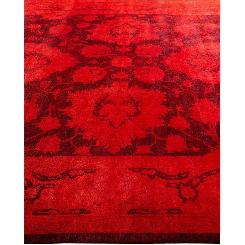 Overton Hand Knotted Wool Vintage Inspired Modern Contemporary Overdyed Orange Area Rug - 8' 1" x 10' 6"