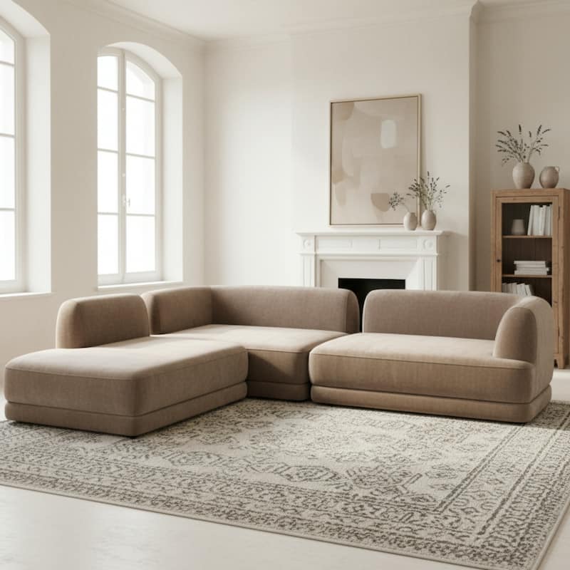 Christopher Knight Home - Modern L-Shaped Sectional Sofa Set & Chaise Lounge, High-Density Compressed Sponge, Fully Assembled