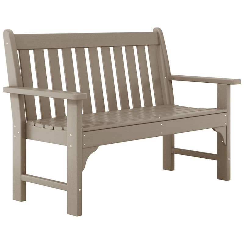 Polytrends Laguna 51" Outdoor Patio 2-Person Garden Bench - Weathered Wood