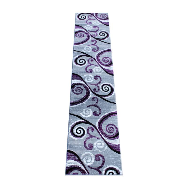 Modern Distressed Swirl Abstract Style Indoor Area Rug