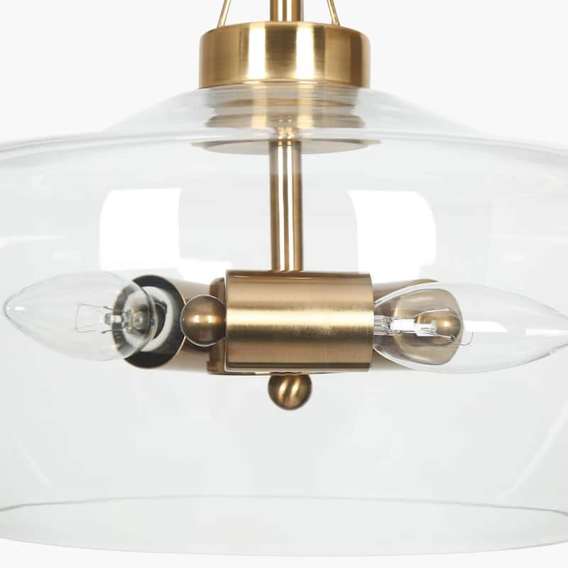 Zelena Modern Farmhouse Gold Chandelier Glass Drum Pendant Light for Dining Room