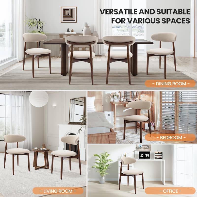 Modern Fabric Upholstered Kitchen Side Chairs, Farmhouse Dining Room Chair with Foot Pegs