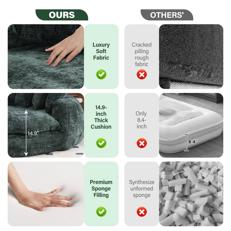 Rossetta Comfortable High Back Decorative Oversized Sofa Bed with Armrests