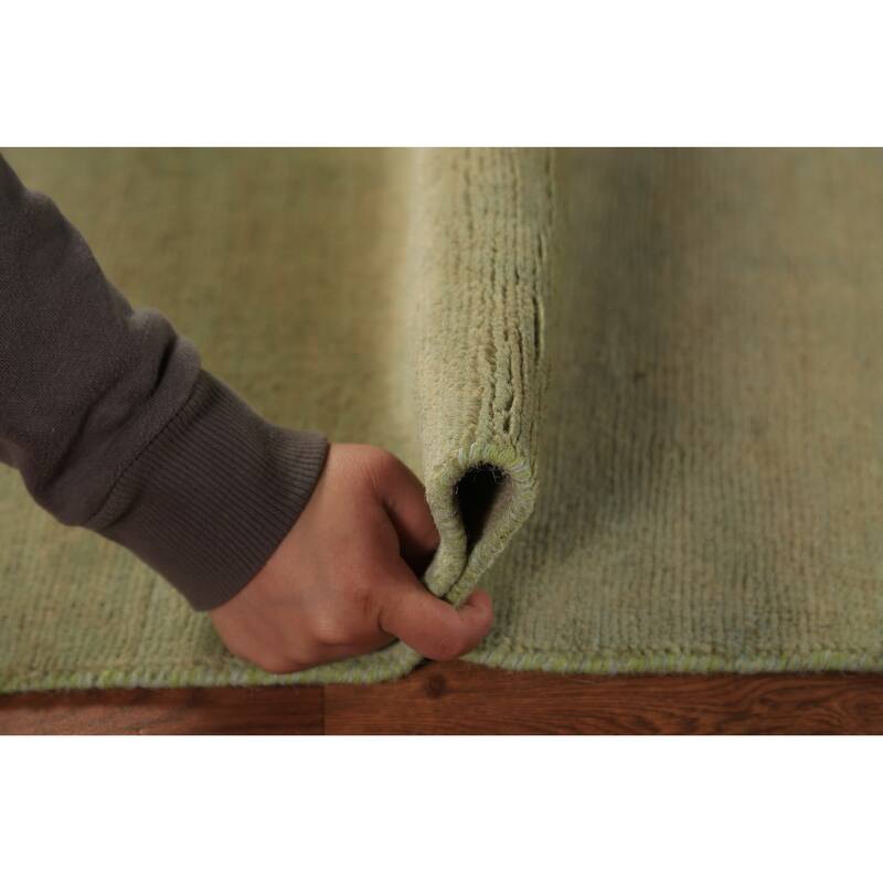 Gold & Green Modern Gabbeh Oriental Rug Hand-Knotted Wool Carpet - 2'8" x 4'0"