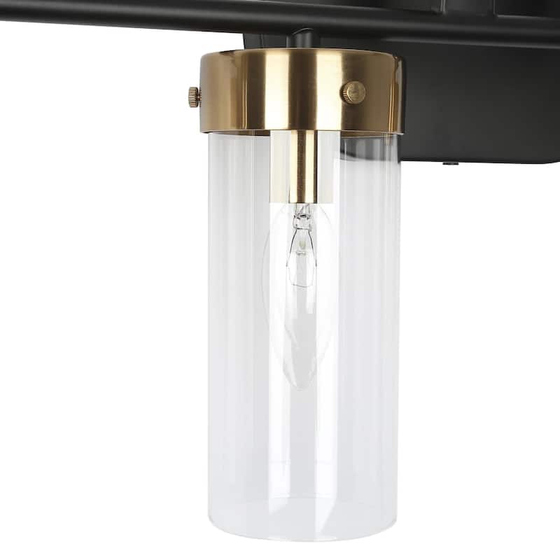 Modern Black Gold 1/2/3/4-Light Linear Bathroom Vanity Light Glass Wall Sconce