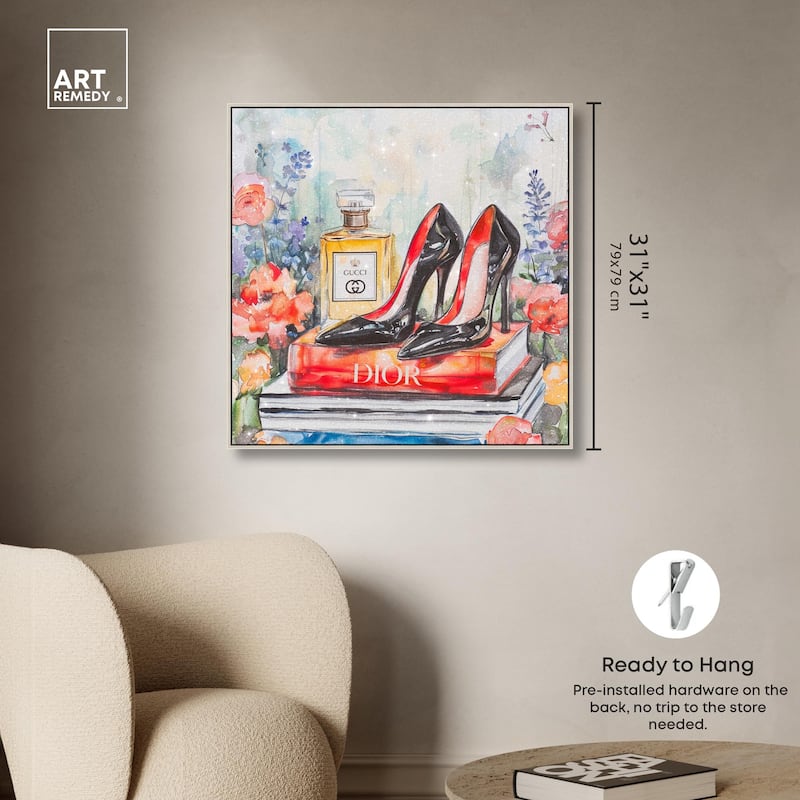 Lovely Garden Books and Heels Canvas by Art Remedy