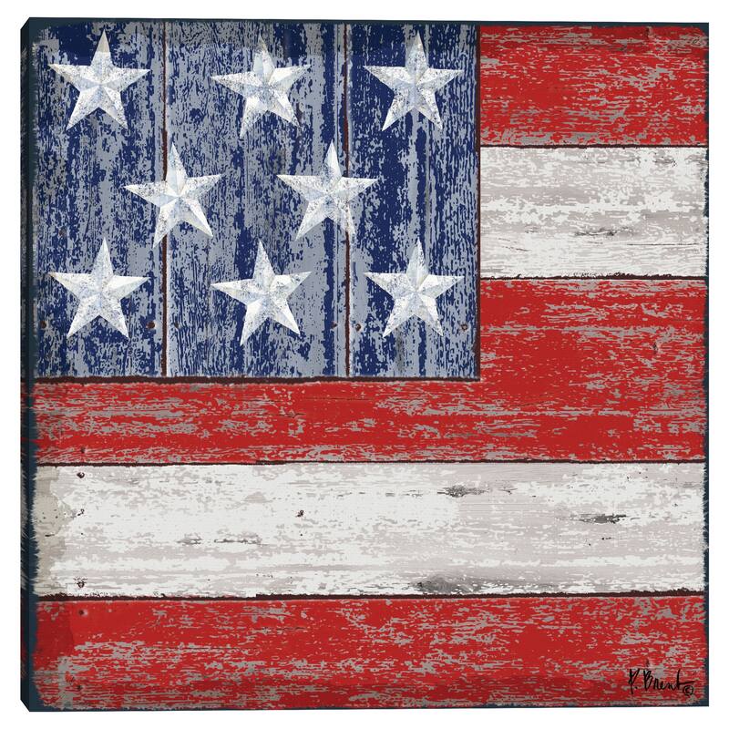 Distressed American Flag Square by Paul Brent Canvas Art Print