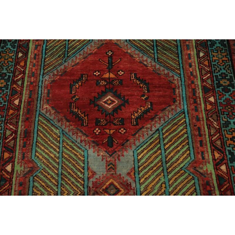 Hand Knotted Oriental 100% Wool Carpet Traditional Geometric Multi-Colored Ardebil Runner Rug - 10' 10'' X 3' 6''