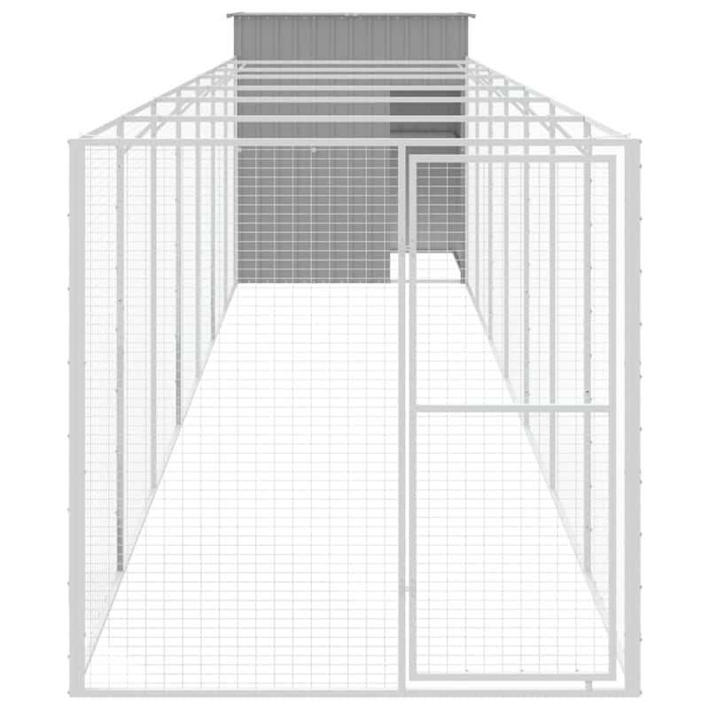 vidaXL Dog House Outdoor Dog Kennel Crate Shelter with Run Galvanized Steel